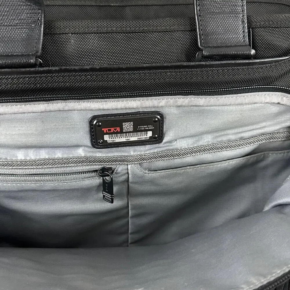 Tumi Black Alpha 3 Laptop Briefcase Bag Soft Case Men Nylon Travel Work Office